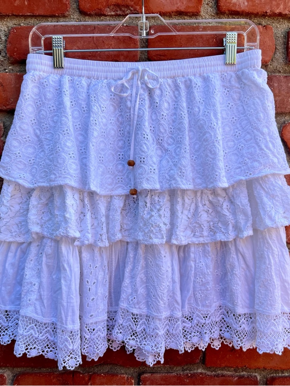 Tiered Lace Cotton Boho Skirt